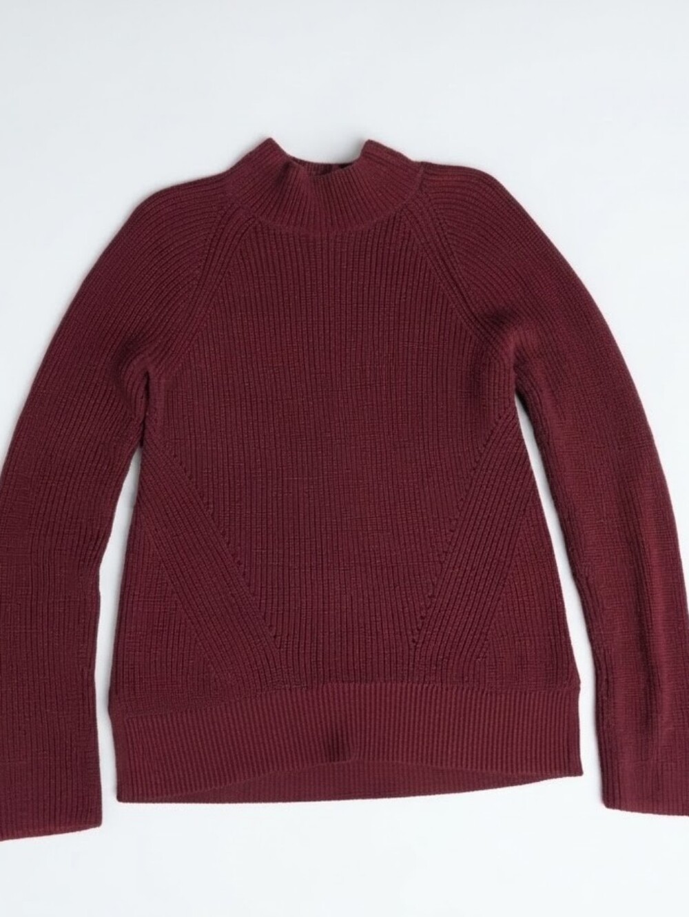 Gap Women’s Medium Mock Neck Sweater Burgundy Cotton Minimalist Holiday Cozy